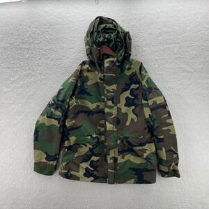 Military ECWCS Parka Jacket Mens Medium Woodland Camo Waterproof Rain Shell